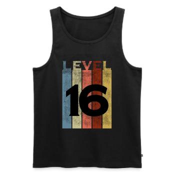 Level 16, Vintage Shirt zum 16. Geburtstag - Männer Premium Bio Tank Top - Schwarz - Vorne - AI Model Male 178 light (178cm)
