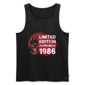Né en 1986, édition limitée pour chien Bday - Débardeur bio Premium Homme - noir - Devant - Michal (187cm)