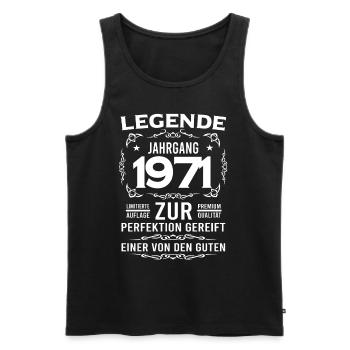 Legende, Jahrgang 1971, zur Perfektion gereift - Männer Premium Bio Tank Top - Schwarz - Vorne - Michal (187cm)