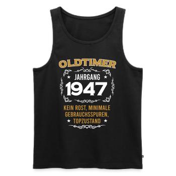 Oldtimer Jahrgang 1947 Vintage Design - Männer Premium Bio Tank Top - Schwarz - Vorne - Michal (187cm)