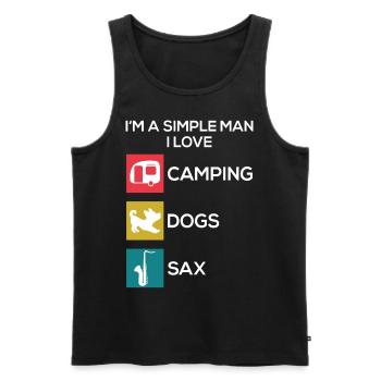 Saxophone Camping Chiens Hommes - Débardeur bio Premium Homme - noir - Devant - Michal (187cm)