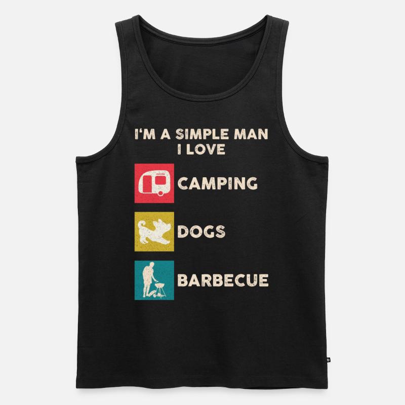 Camping Hund Grillen Mann - Männer Premium Bio Tank Top - Schwarz