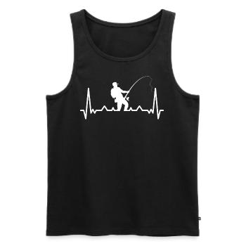 Herzschlag Angeln Angler Fischen Fischer - Männer Premium Bio Tank Top - Schwarz - Vorne - Michal (187cm)