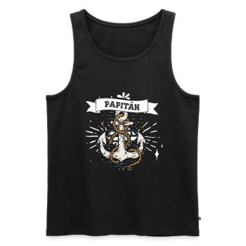 papitän - Männer Premium Bio Tank Top - Schwarz - Vorne - Michal (187cm)