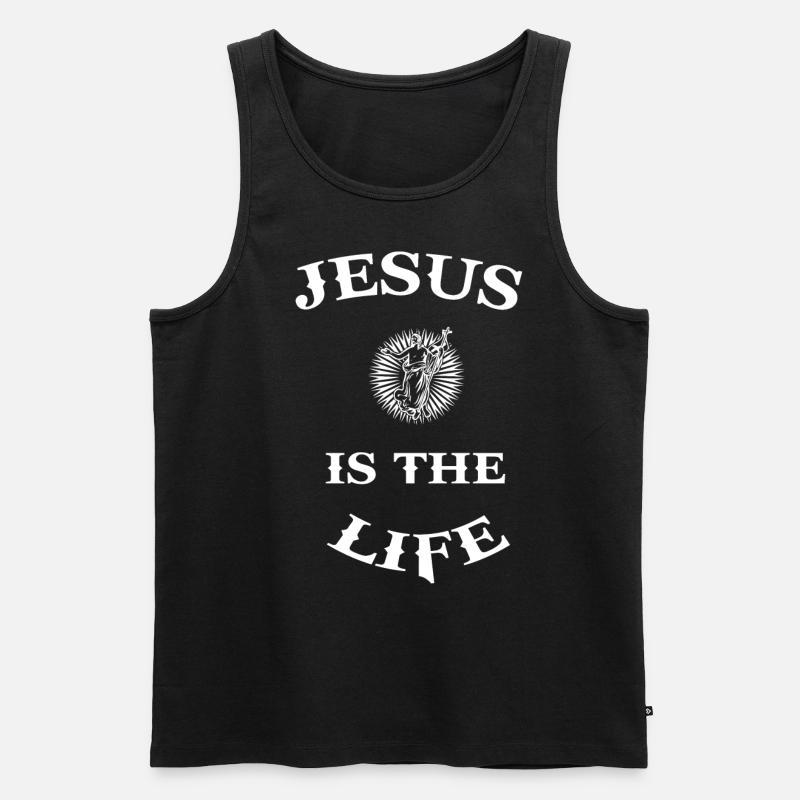 Jesus Religion Gott Christentum Heilig Spruch - Männer Premium Bio Tank Top - Schwarz