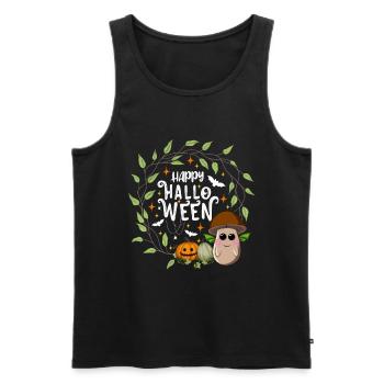 Happy Halloween Brown Cap Mushroom White - Men's Premium Organic Tank Top - black - Front - AI Model Male 178 light (178cm)