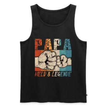 Papa Hero & Legend | Father's Day | Birthday - Men's Premium Organic Tank Top - black - Front - AI Model Male 178 light (178cm)