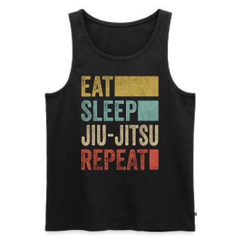 Essen Schlaf Jiu-Jitsu Wiederholen Sie lustige brasilianische Jiu - Männer Premium Bio Tank Top - Schwarz - Vorne - AI Model Male 178 light (178cm)