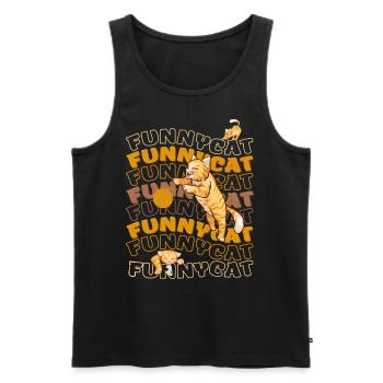 Funny Cat b - Männer Premium Bio Tank Top - Schwarz - Vorne - Michal (187cm)