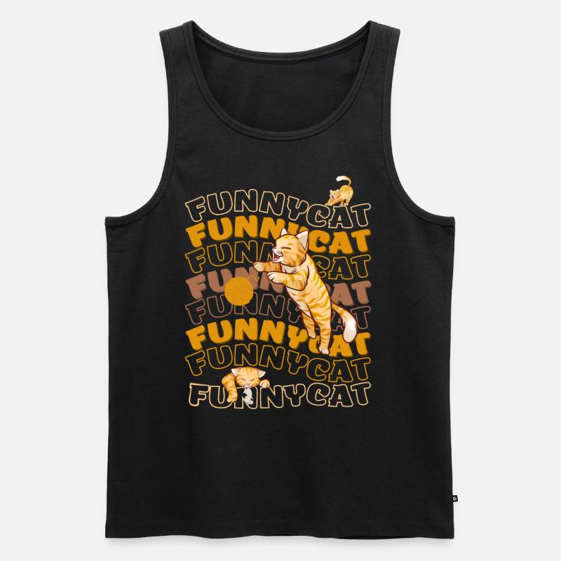 Funny Cat b - Männer Premium Bio Tank Top - Schwarz