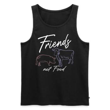 FRIENDS NOT FOOD, Vegan Veganer - Männer Premium Bio Tank Top - Schwarz - Vorne - Michal (187cm)
