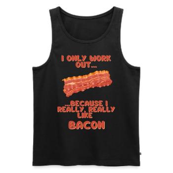 I only work out because I really really like Bacon - Männer Premium Bio Tank Top - Schwarz - Vorne - Michal (187cm)