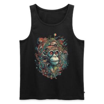 Trippy Monkey - Men's Premium Organic Tank Top - black - Front - AI Model Male 178 light (178cm)