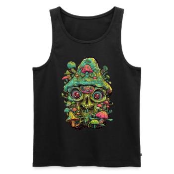 Crâne de Trippy - Débardeur bio Premium Homme - noir - Devant - AI Model Male 178 light (178cm)