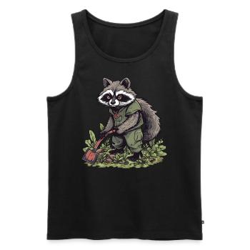 Bäriger Unkrautjäger mit Schaufel - Männer Premium Bio Tank Top - Schwarz - Vorne - Michal (187cm)