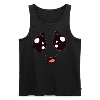 Des yeux, une bouche qui rit et qui a l’air mignon Halloween - Débardeur bio Premium Homme - noir - Devant - Michal (187cm)