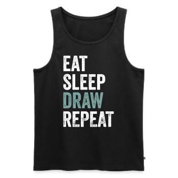 Eat Sleep Bearbeiten Wiederholen Lustiger Editor - Männer Premium Bio Tank Top - Schwarz - Vorne - AI Model Male 178 light (178cm)