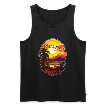 Vintage Vacation Sunset Beach - Men's Premium Organic Tank Top - black - Front - Michal (187cm)