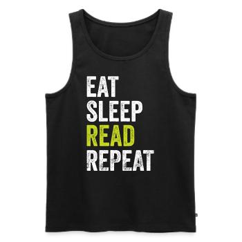 Eat Sleep Read Repeat Book Reader - Men's Premium Organic Tank Top - black - Front - AI Model Male 178 light (178cm)