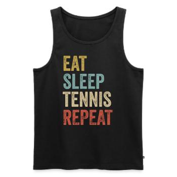 Essen Schlafen Tennis Wiederholen Tennisspieler anwesend - Männer Premium Bio Tank Top - Schwarz - Vorne - Michal (187cm)