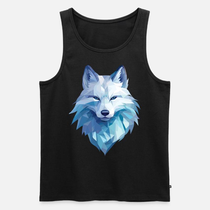 Polarfuchs im Polygon Stil - Männer Premium Bio Tank Top - Schwarz