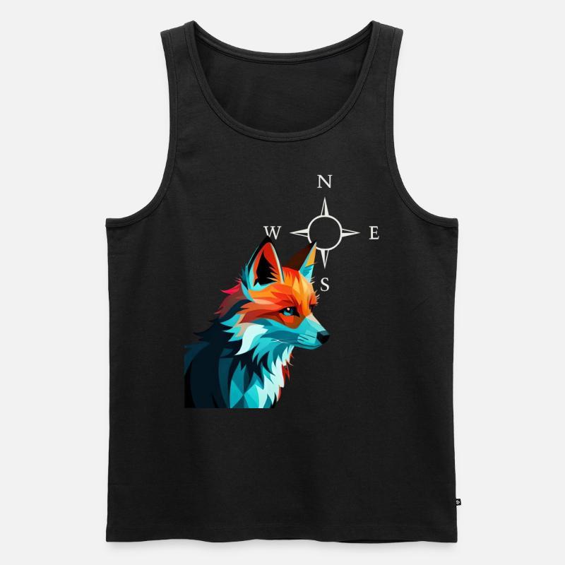 Focused fox | Fuchs - Männer Premium Bio Tank Top - Schwarz