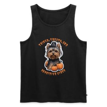 Halloween Magic: Yorkie in a Witch's Hat - Men's Premium Organic Tank Top - black - Front - Michal (187cm)