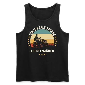 COOLE TYPEN FAHREN AUFSITZMÄHER - Männer Premium Bio Tank Top - Schwarz - Vorne - Michal (187cm)