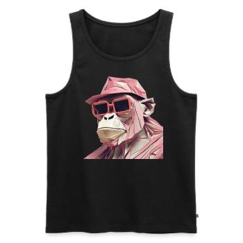 Cool monkey in wrinkled robe - Men's Premium Organic Tank Top - black - Front - AI Model Male 178 light (178cm)