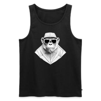 Cool monkey in wrinkled robe - Men's Premium Organic Tank Top - black - Front - AI Model Male 178 light (178cm)