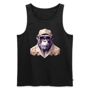 Cool monkey in wrinkled robe - Men's Premium Organic Tank Top - black - Front - AI Model Male 178 light (178cm)