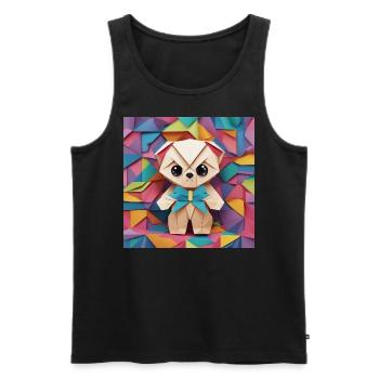 Kunterbunter Origami Teddy - Männer Premium Bio Tank Top - Schwarz - Vorne - AI Model Male 178 light (178cm)