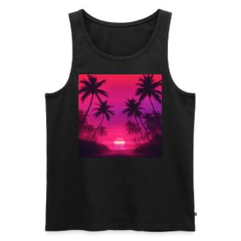 Plage Vintage - Débardeur bio Premium Homme - noir - Devant - AI Model Male 178 light (178cm)