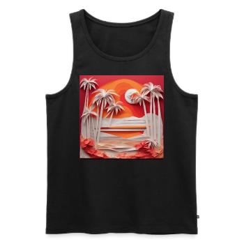 Origami Beach - Men's Premium Organic Tank Top - black - Front - Michal (187cm)