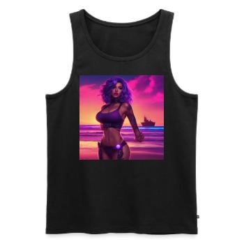 Beach Girl Neo Vintage - Men's Premium Organic Tank Top - black - Front - Michal (187cm)