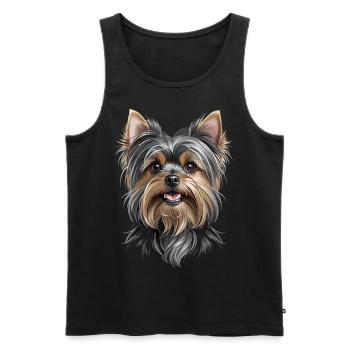 Tête de Yorkshire Terrier - Débardeur bio Premium Homme - noir - Devant - Michal (187cm)