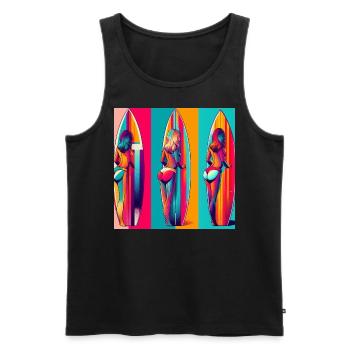 Vintage Surfer Femmes - Débardeur bio Premium Homme - noir - Devant - AI Model Male 178 light (178cm)