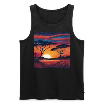 La steppe d’Afrique et les animaux - Débardeur bio Premium Homme - noir - Devant - AI Model Male 178 light (178cm)