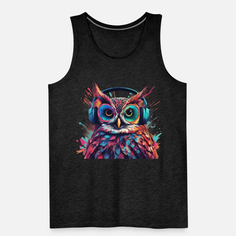 Coole Eule mit Kopfhörer Männer Premium Bio Tank Top