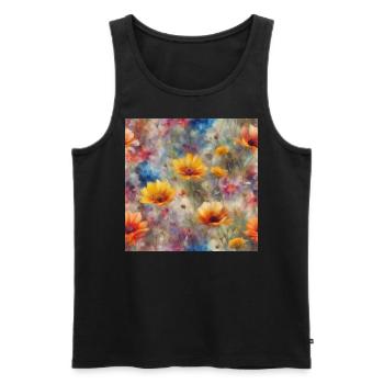 Mer de fleurs - Débardeur bio Premium Homme - noir - Devant - AI Model Male 178 light (178cm)