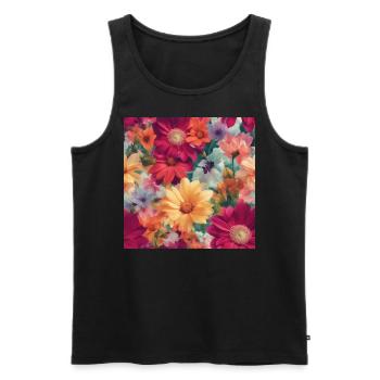 Mer de fleurs - Débardeur bio Premium Homme - noir - Devant - AI Model Male 178 light (178cm)