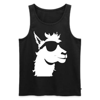 Lustiges Alpaka mit Sonnenbrille Coole Alpakas - Männer Premium Bio Tank Top - Schwarz - Vorne - Michal (187cm)