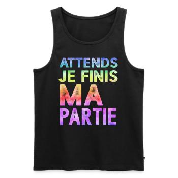 Attends Je Finis Ma Partie Cadeau Humour Geek Game - Débardeur bio Premium Homme - noir - Devant - Michal (187cm)