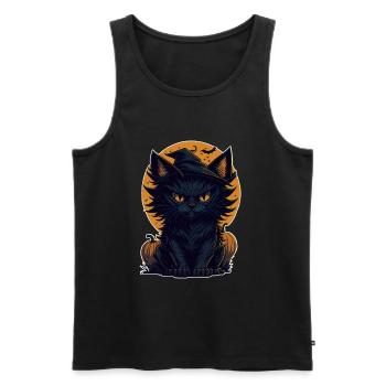 Katze Schwarze Katze Halloween - Männer Premium Bio Tank Top - Schwarz - Vorne - AI Model Male 178 light (178cm)