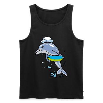 Delphin Schwimmer Seemann Schwimmring Ahoi Kapitän - Männer Premium Bio Tank Top - Schwarz - Vorne - AI Model Male 178 light (178cm)