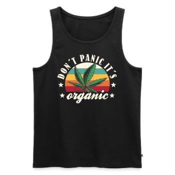 Cannabis lustiger Spruch Don´t Panic It´s Organic - Männer Premium Bio Tank Top - Schwarz - Vorne - Michal (187cm)