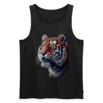 Tigre de profil latéral - Débardeur bio Premium Homme - noir - Devant - AI Model Male 178 light (178cm)