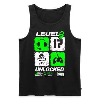 Niveau débloqué Gamer Anniversaire 17 ans - Débardeur bio Premium Homme - noir - Devant - Michal (187cm)