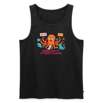 Multitasking octopus – productivity is an illustration - Men's Premium Organic Tank Top - black - Front - AI Model Male 178 light (178cm)