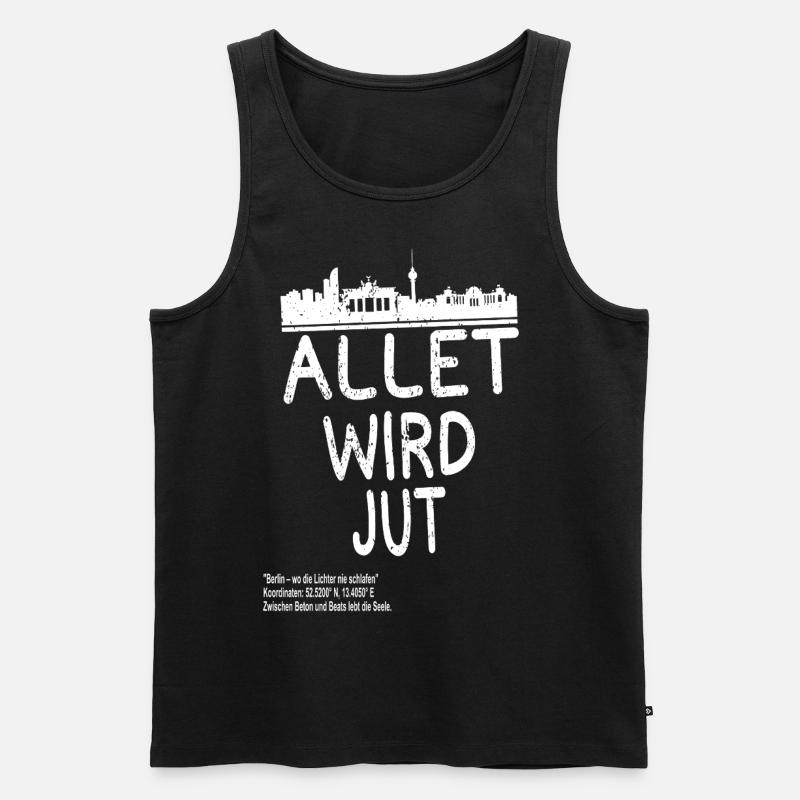 Allet wird jut – Berlin Skyline - Männer Premium Bio Tank Top - Schwarz